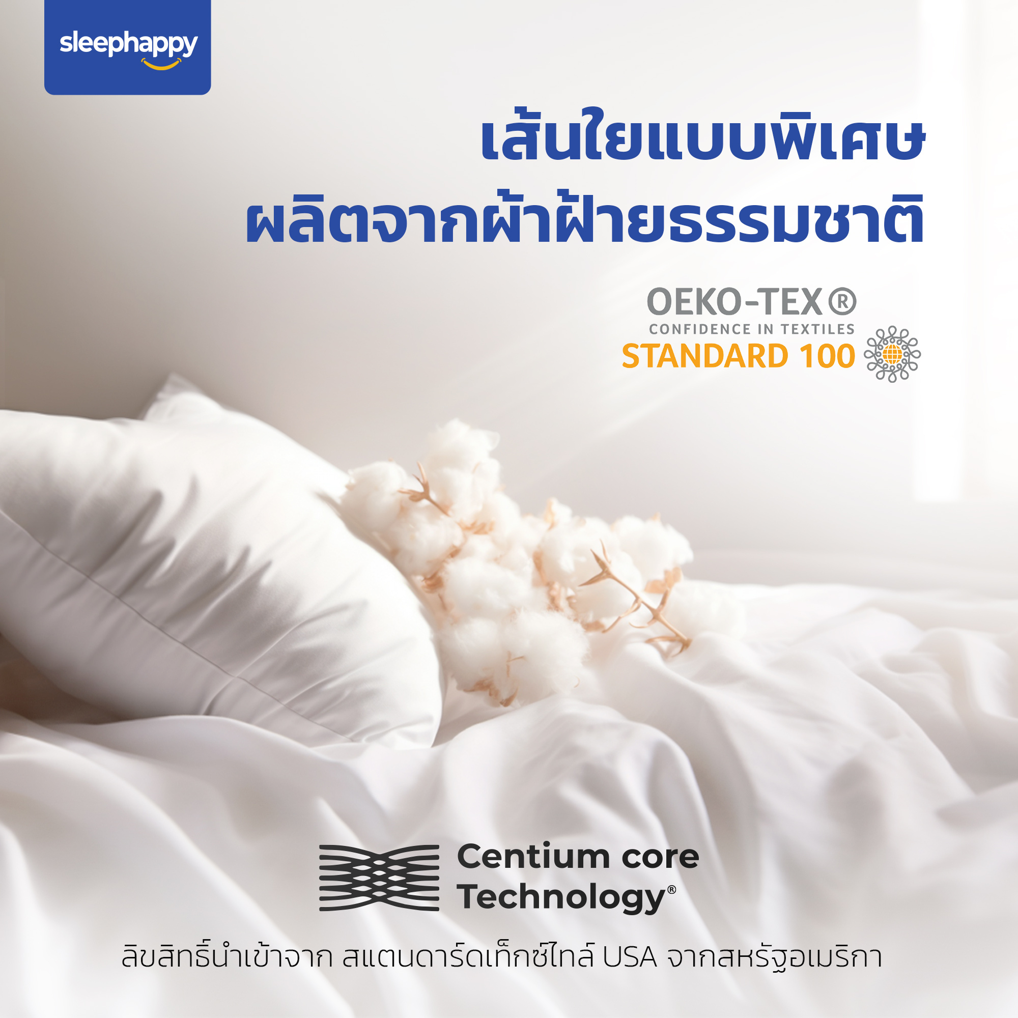 ชุดผ้าปูที่นอน 5ฟุต 3ชิ้น SLEEPHAPPY รุ่น SUPREME LUXURY BEDDING SET สีขาวลายริ้ว _3